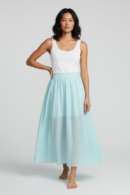 Jupe Longue Taille Élastique Femme