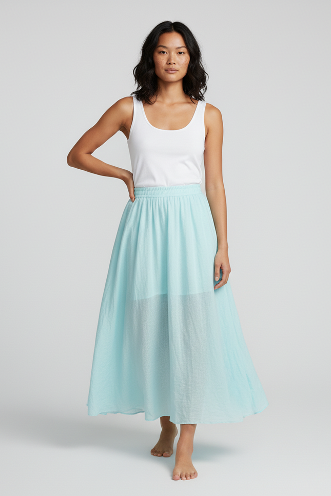 Jupe Longue Taille Élastique Femme