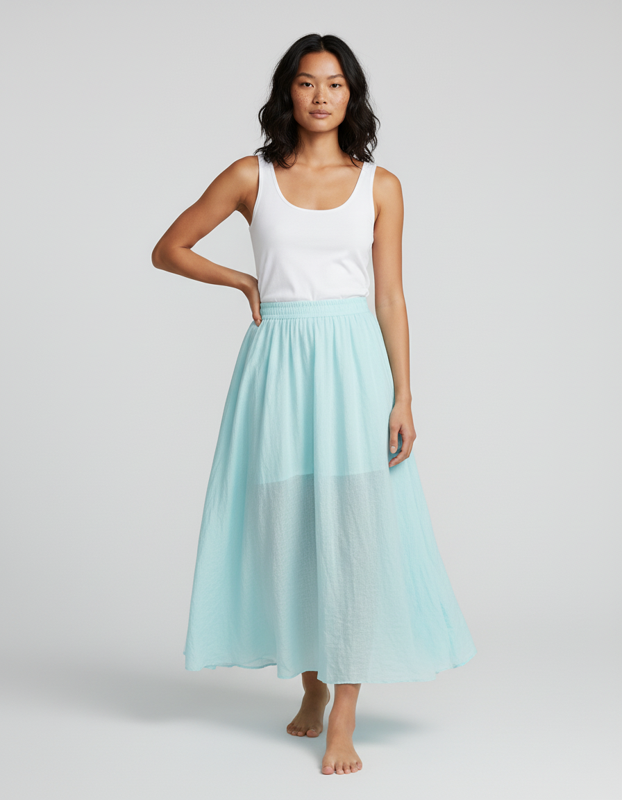 Jupe Longue Taille Élastique Femme