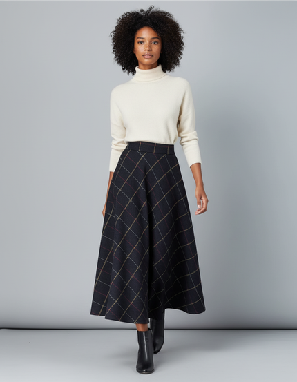 Jupe Longue Écossaise Évasée Élégante