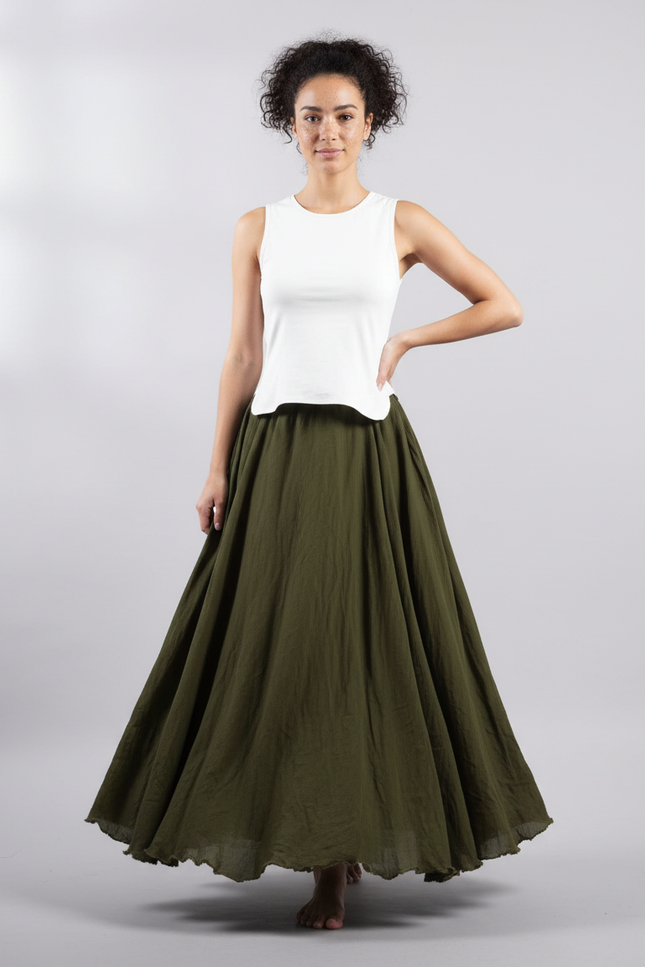 Jupe Longue Vert Kaki