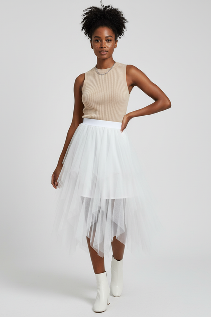 Jupe Longue Blanche Tulle Fluide Mariage