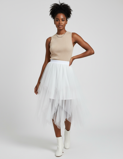 Jupe Longue Blanche Tulle Fluide Mariage