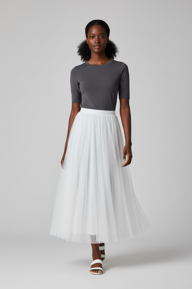 Jupe Plissée Longue Transparente