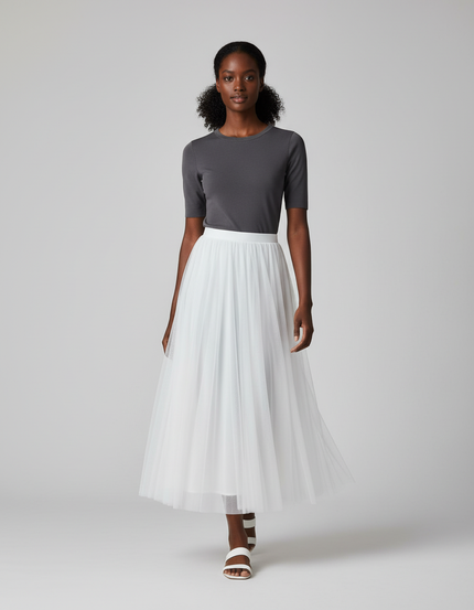 Jupe Plissée Longue Transparente