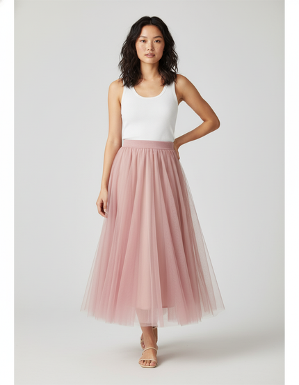 Jupe Plissée Voile Longue