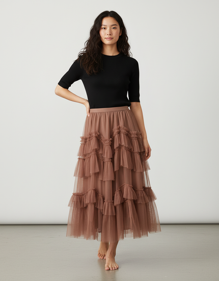 Jupe Longue Tulle Volants Fluide