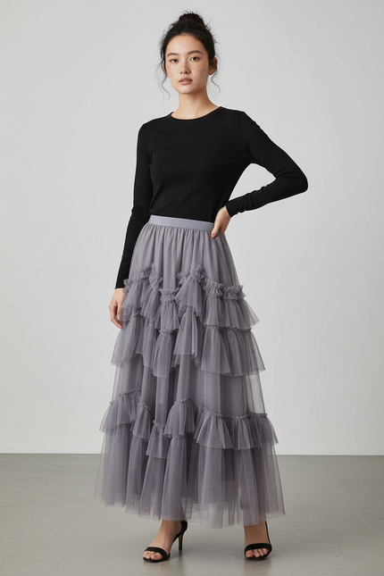 Jupe Longue Tulle Volants Bohème