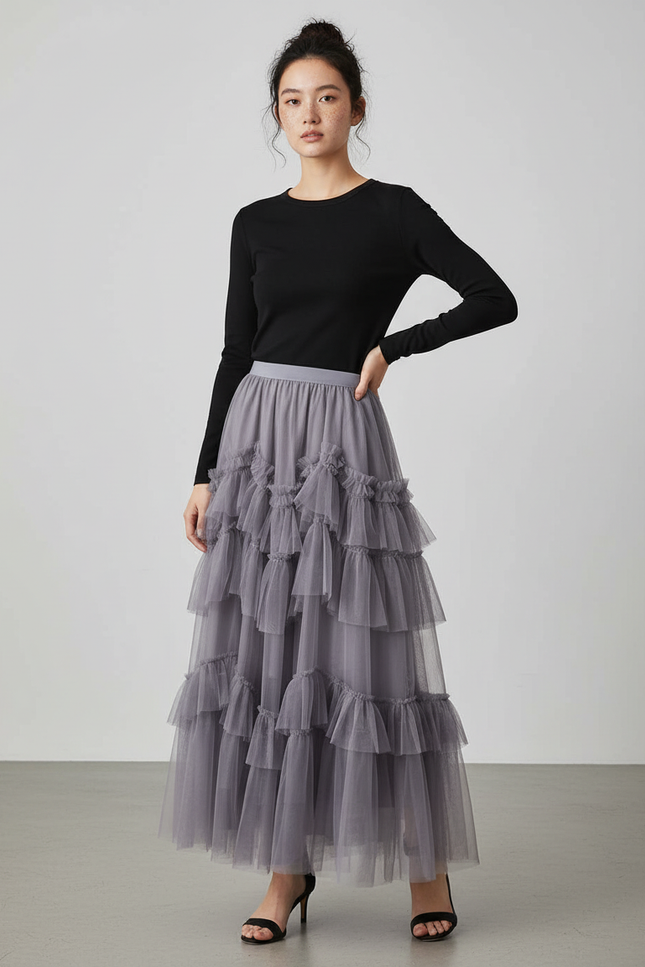 Jupe Longue Tulle Volants Bohème