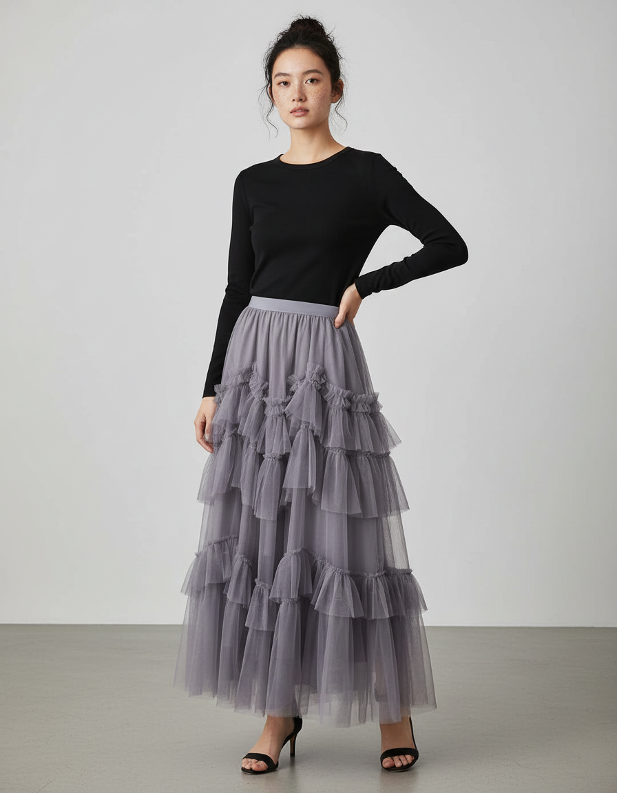 Jupe Longue Tulle Volants Bohème