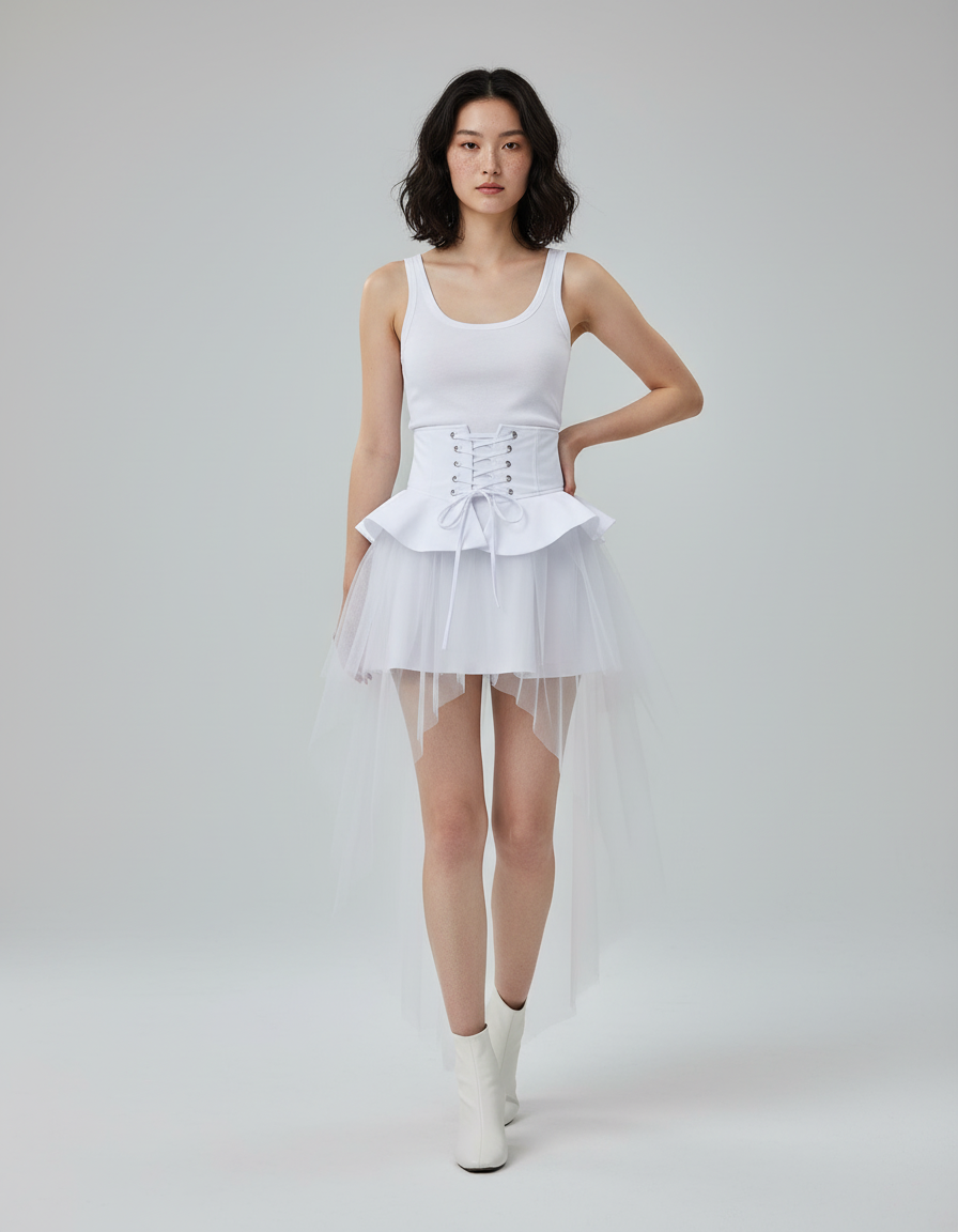 Jupe Blanche Courte Devant Et Longue Derriere