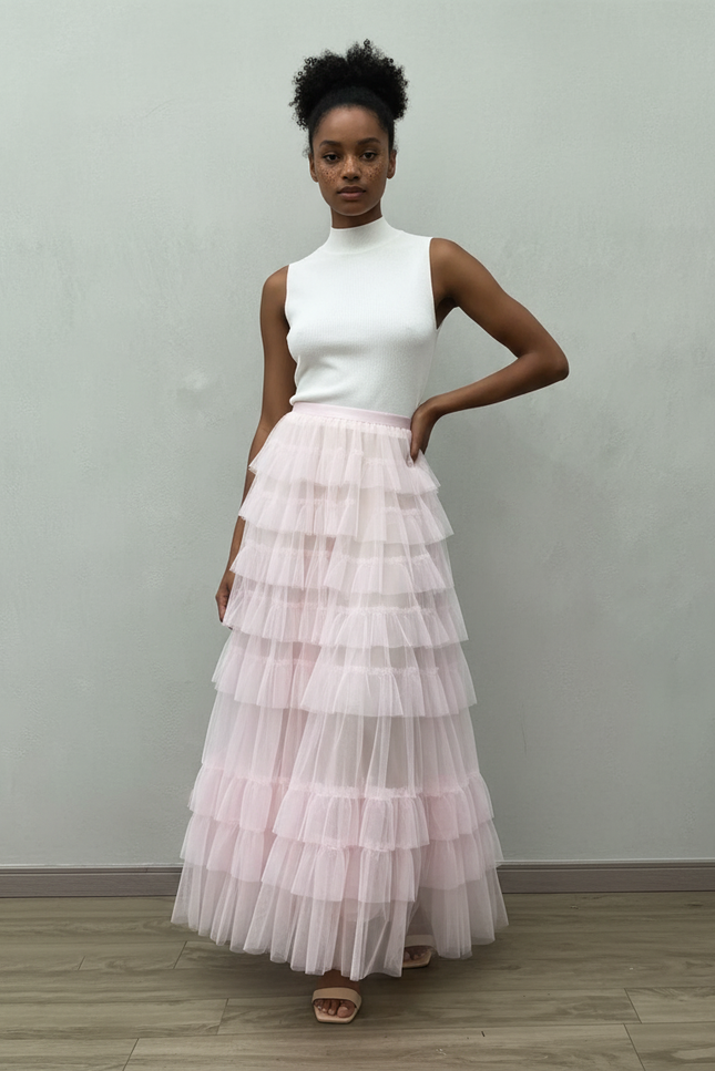 Jupe Rose Poudré Longue