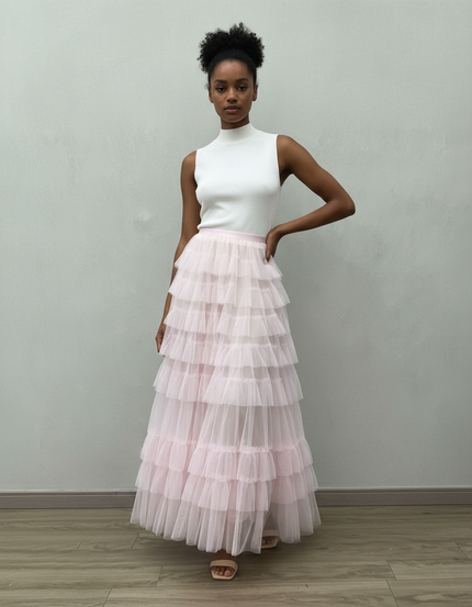 Jupe Rose Poudré Longue