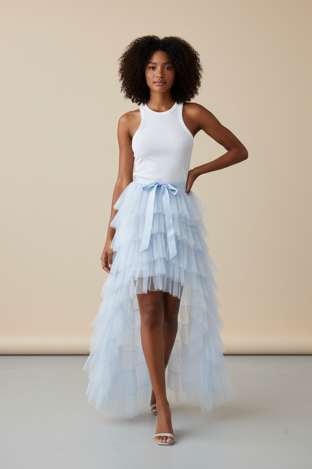 Jupe Longue Voile Bleu