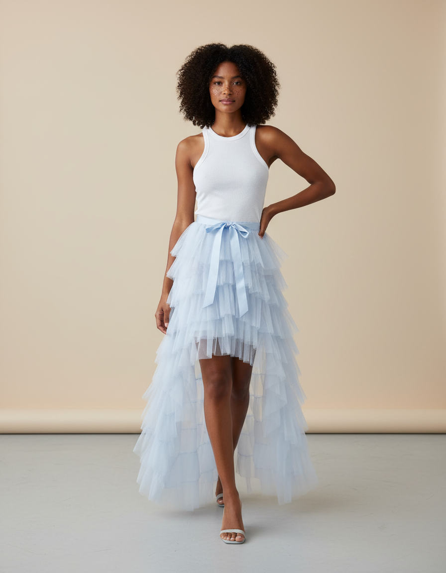 Jupe Longue Voile Bleu