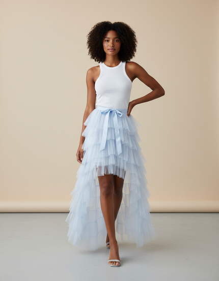 Jupe Longue Voile Bleu