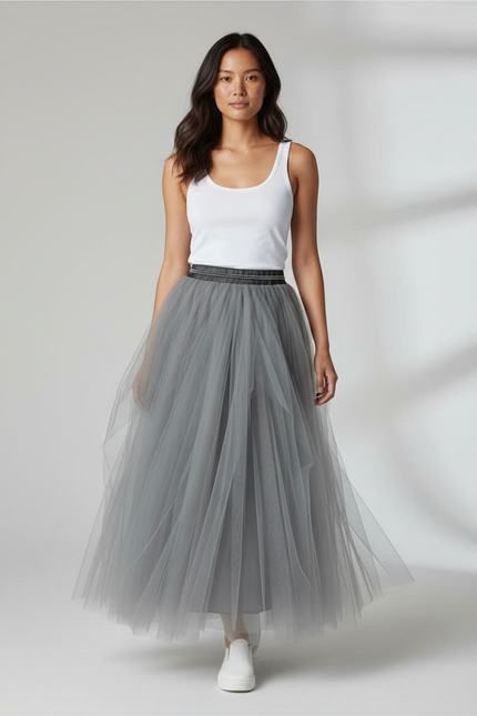 Jupe Longue Transparente Paillette