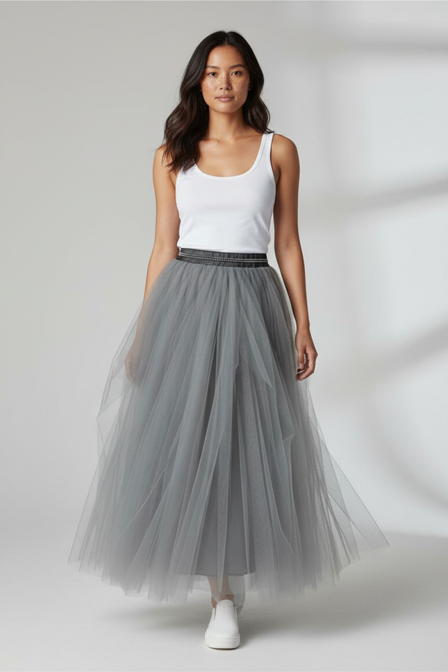 Jupe Longue Transparente Paillette