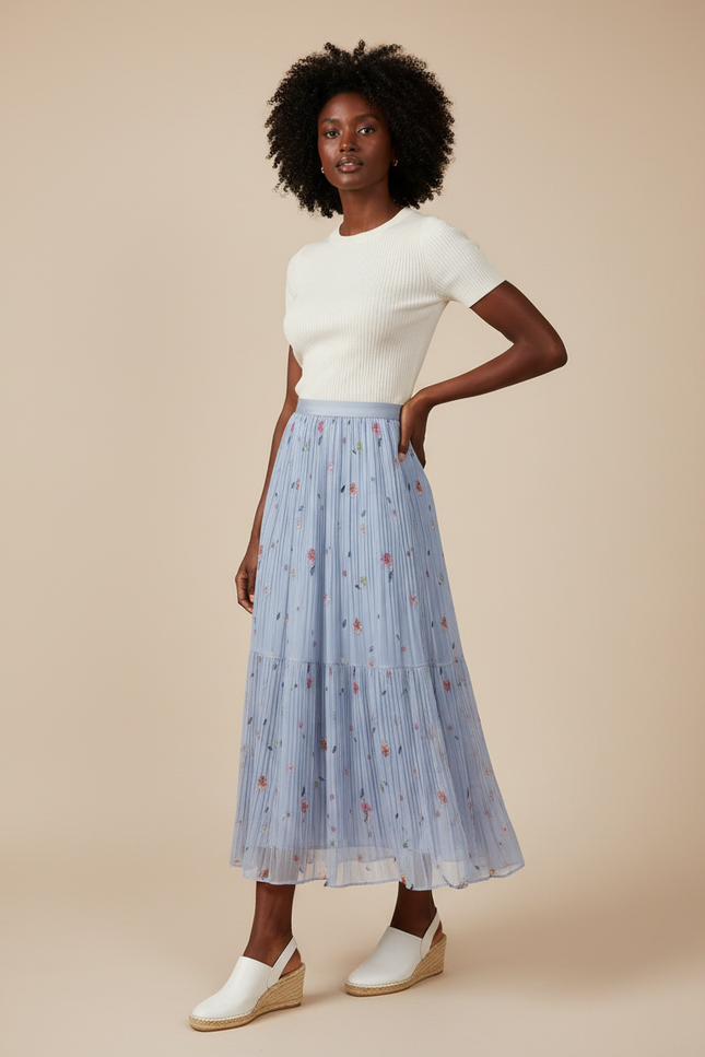 Jupe Longue Mousseline Fleurie