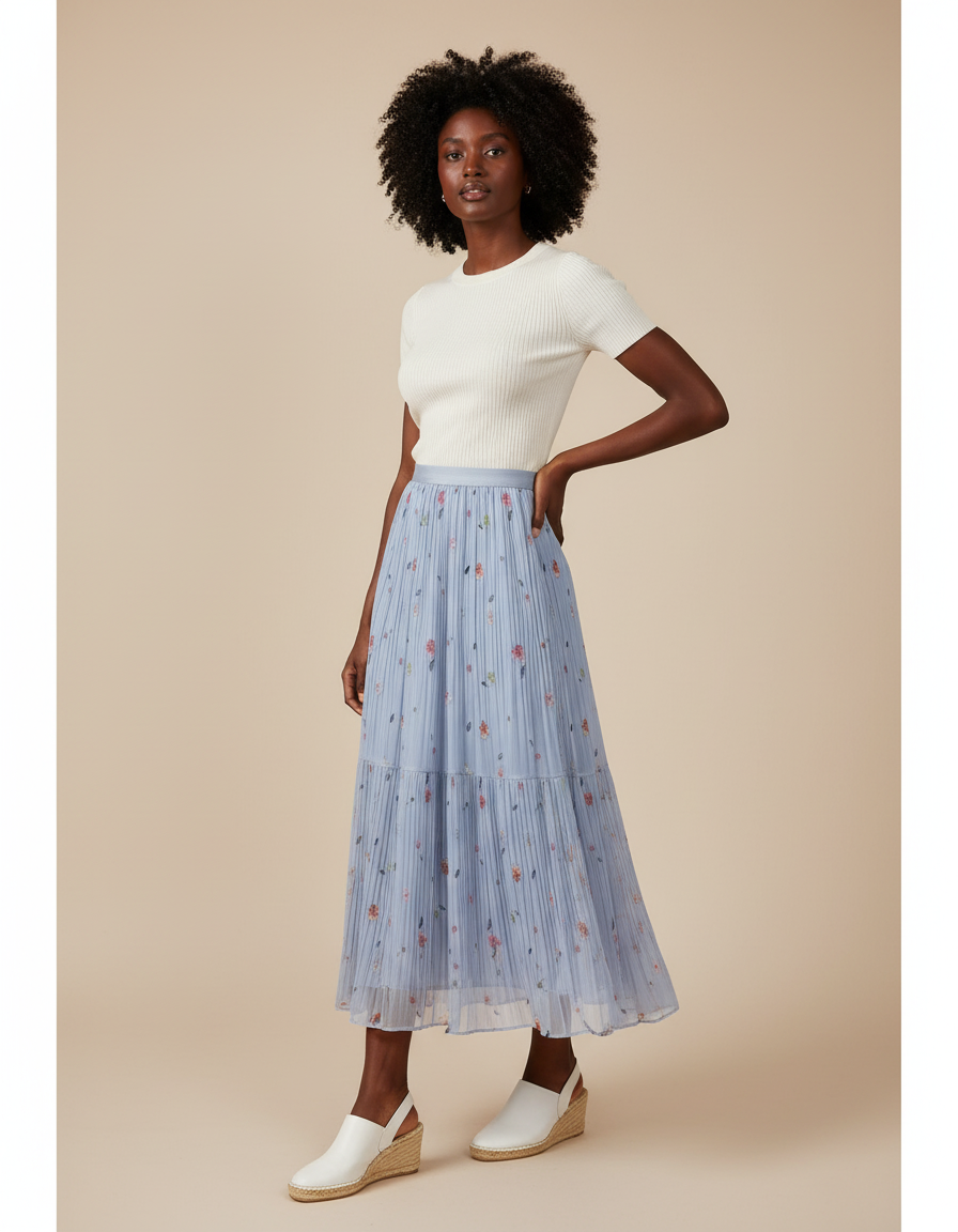 Jupe Longue Mousseline Fleurie