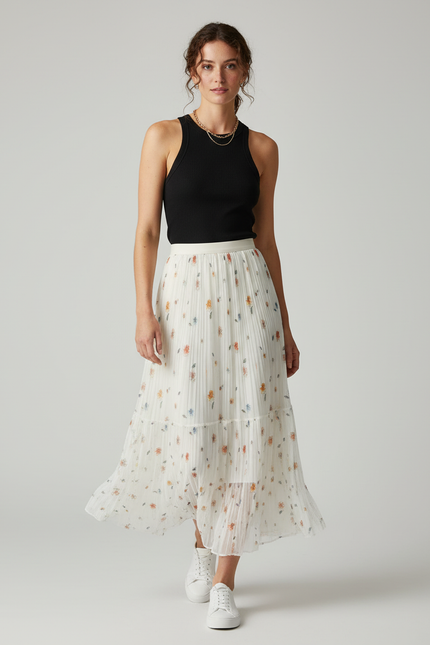 Jupe Longue Plissée Multicolore