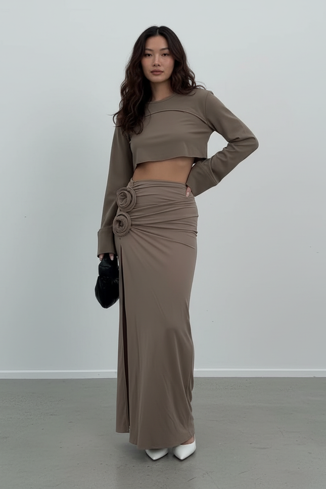 Jupe Longue Fleur Fendue Élégante