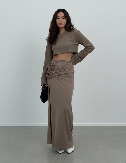 Jupe Longue Fleur Fendue Élégante