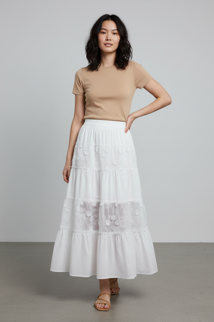 Jupe Longue En Lin Blanc