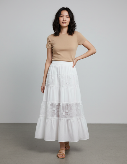 Jupe Longue En Lin Blanc