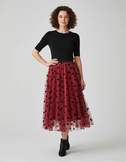 Jupe Longue Tulle Cœurs Élégante