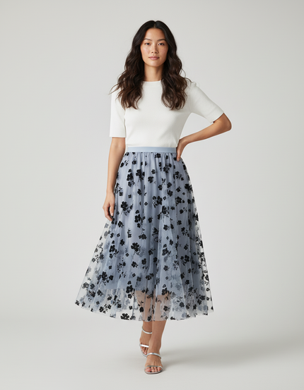 Jupe Longue Tulle Fleurie Élégante