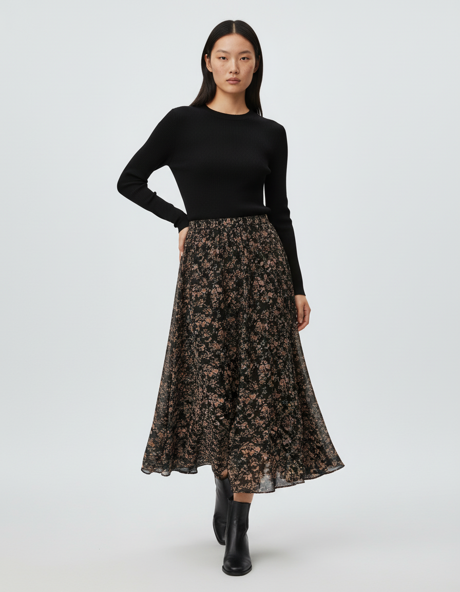 Jupe Mi-Longue Grande Taille