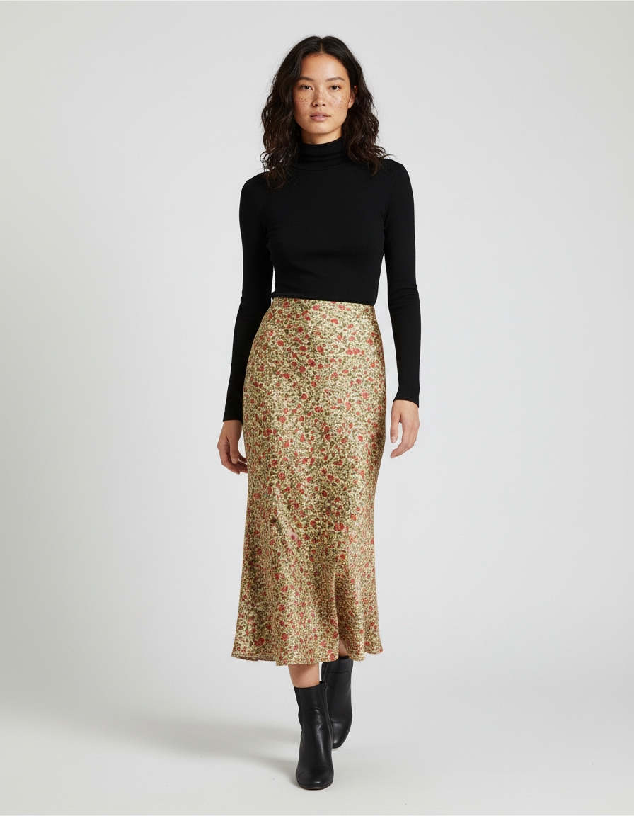 Jupe En Soie Mi-Longue