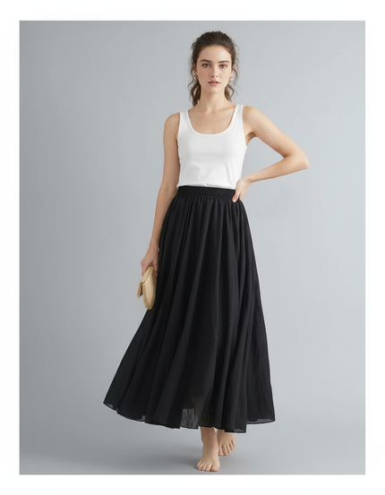 Jupe Longue Noire Lin