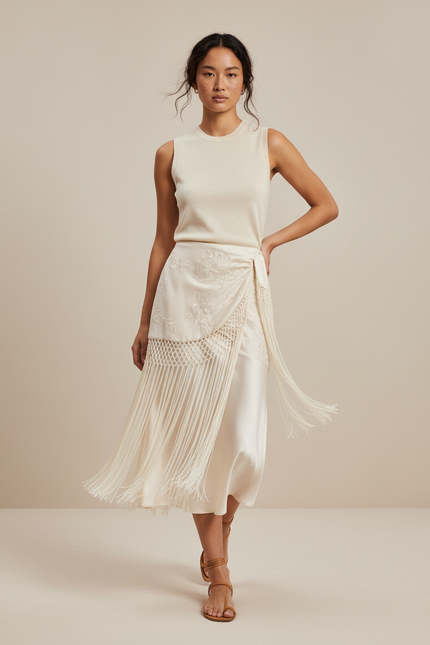 Jupe Portefeuille Longue Blanche