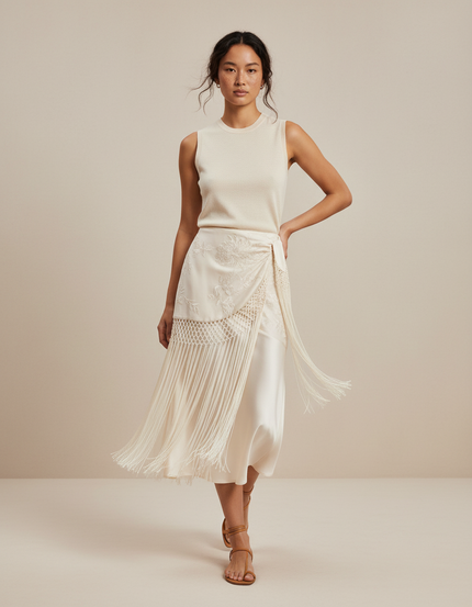 Jupe Portefeuille Longue Blanche