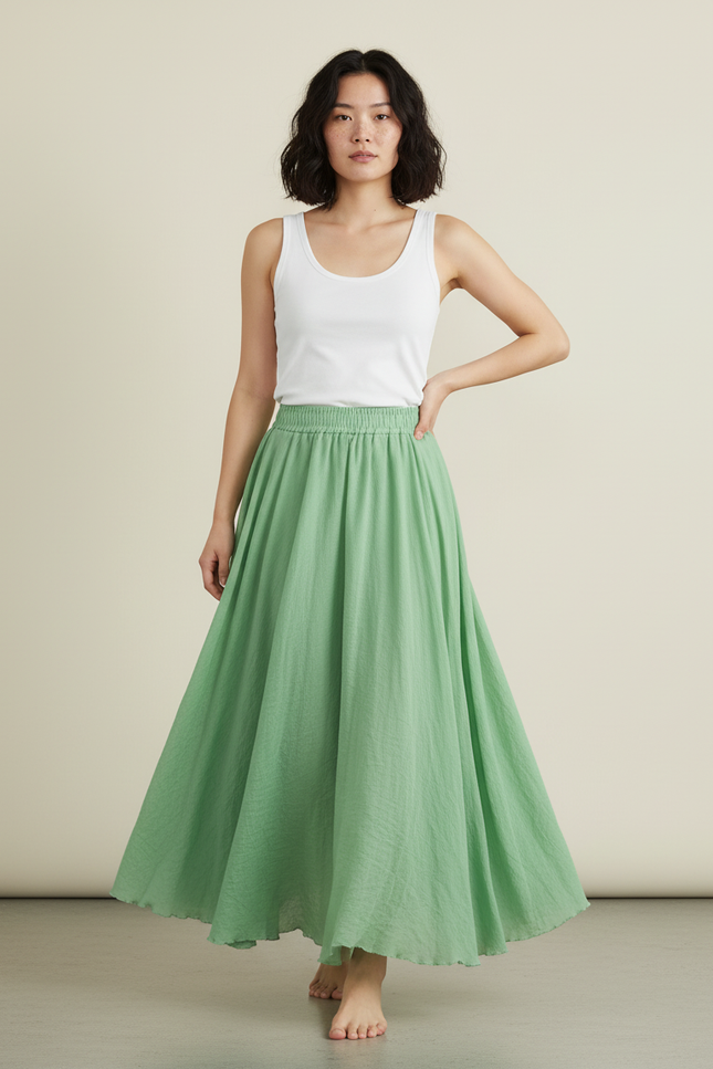 Jupe Longue Élastiquée À La Taille
