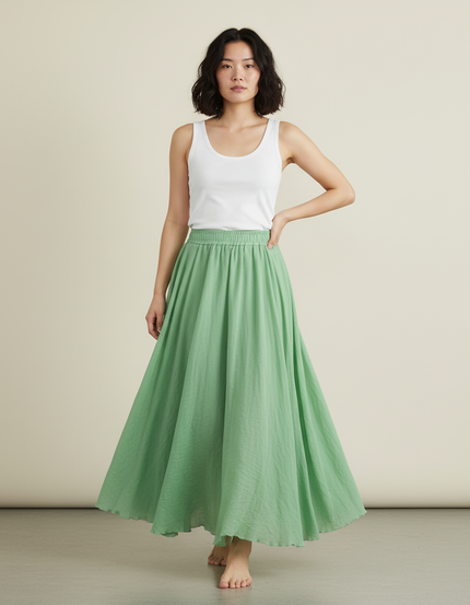 Jupe Longue Élastiquée À La Taille