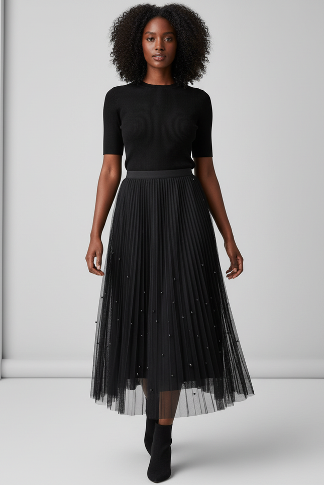 Jupe Longue Bi Matiere