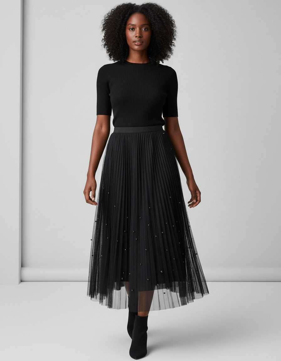 Jupe Longue Bi Matiere