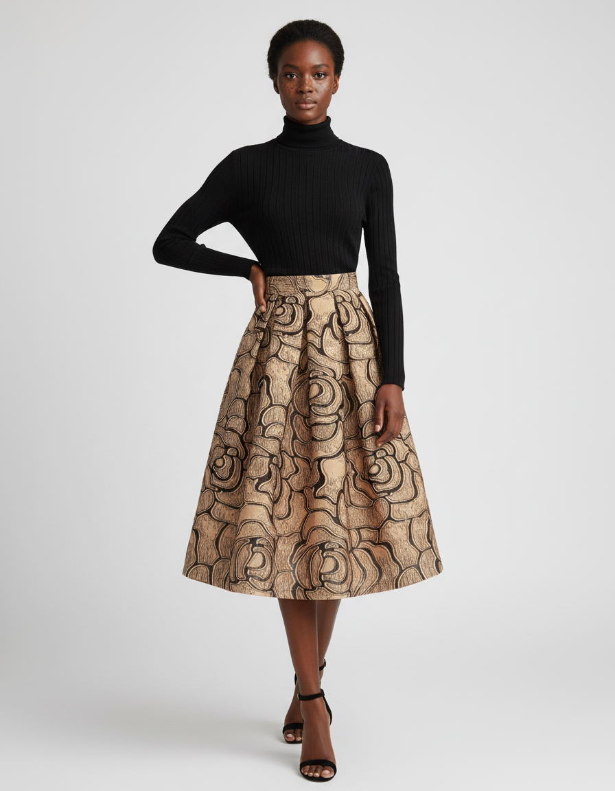 Jupe Patineuse Mi-Longue