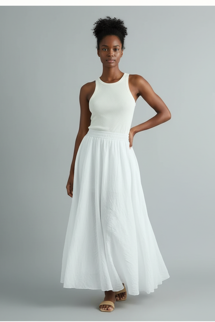 Jupe Longue Lin Blanc