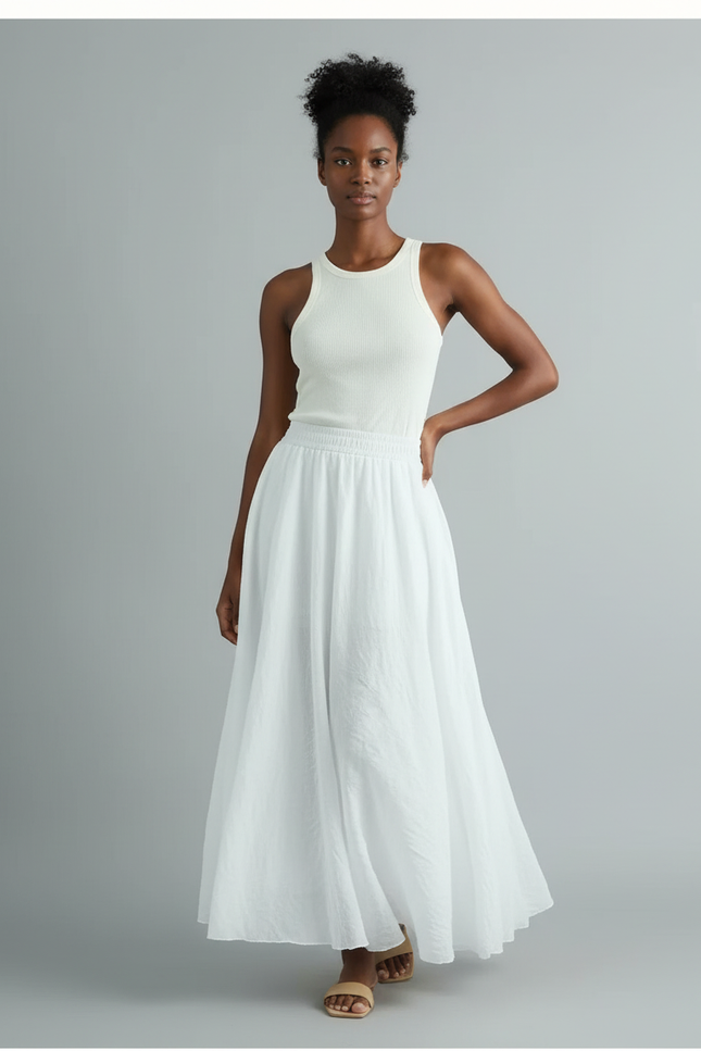 Jupe Longue Lin Blanc