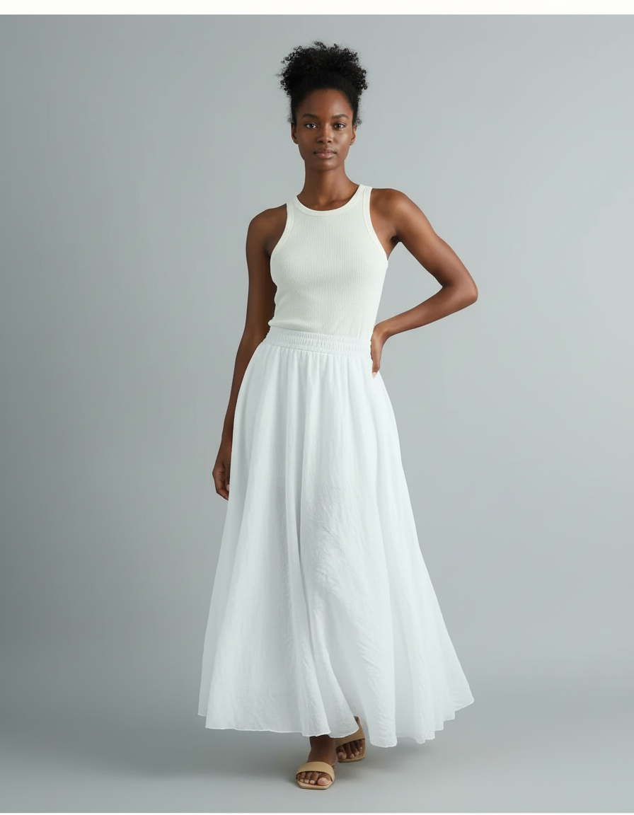 Jupe Longue Lin Blanc