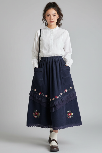 Jupe Froncée Longue