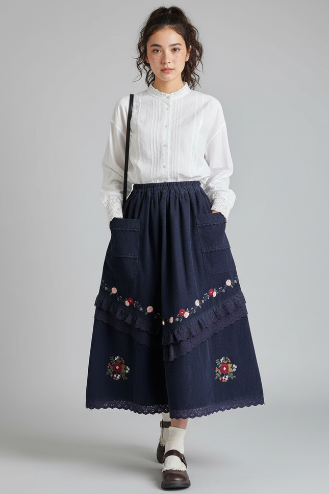 Jupe Froncée Longue