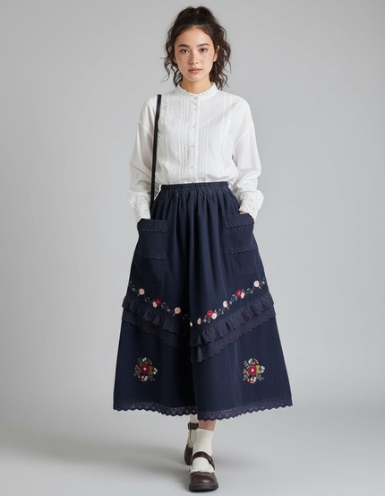 Jupe Froncée Longue