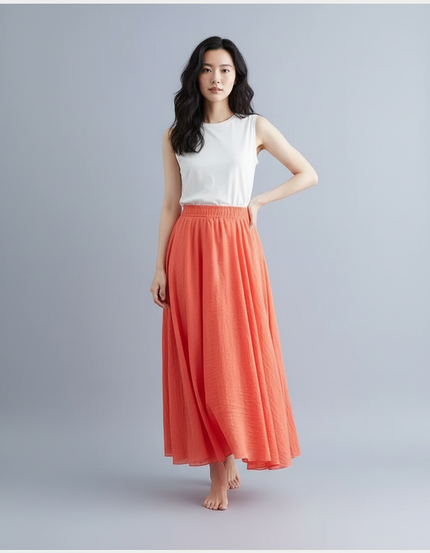 Jupe Longue Femme Orange