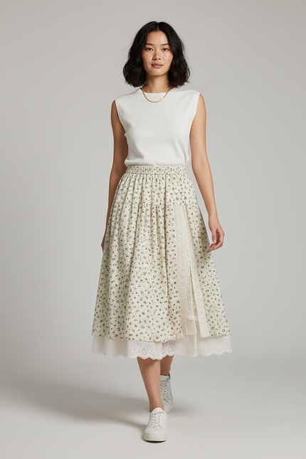 Jupe Longue Florale Dentelle Bohème