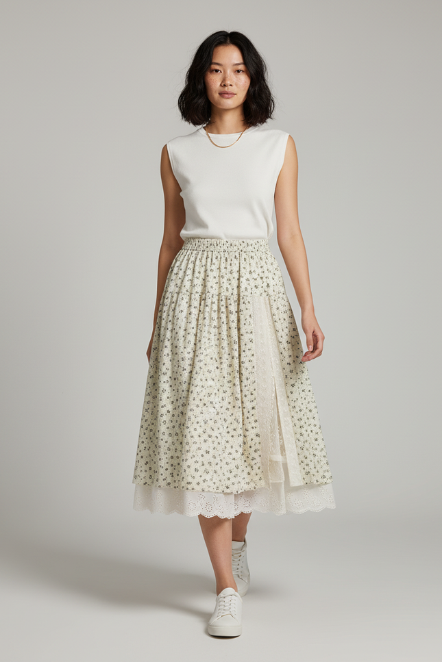 Jupe Longue Florale Dentelle Bohème